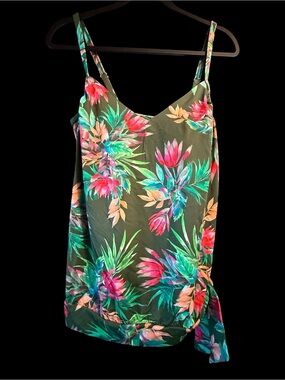 Kim Gravel Swimsuits For All Side Tie Tankini & Hi Rise Brief Olive Green New